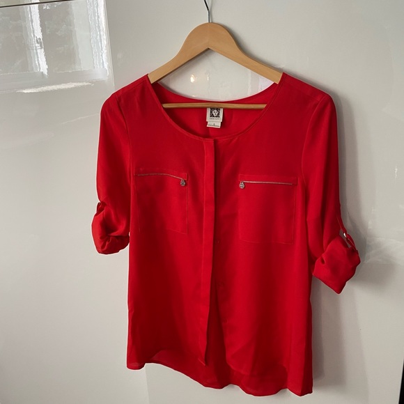 Anne Klein red blouse size S - Picture 4 of 12
